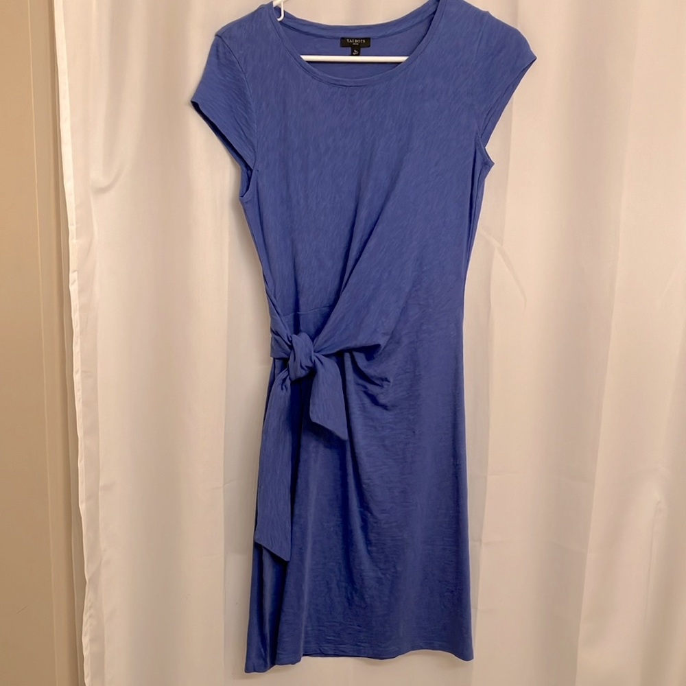 Royal Blue Wrap-Style Cotton Dress